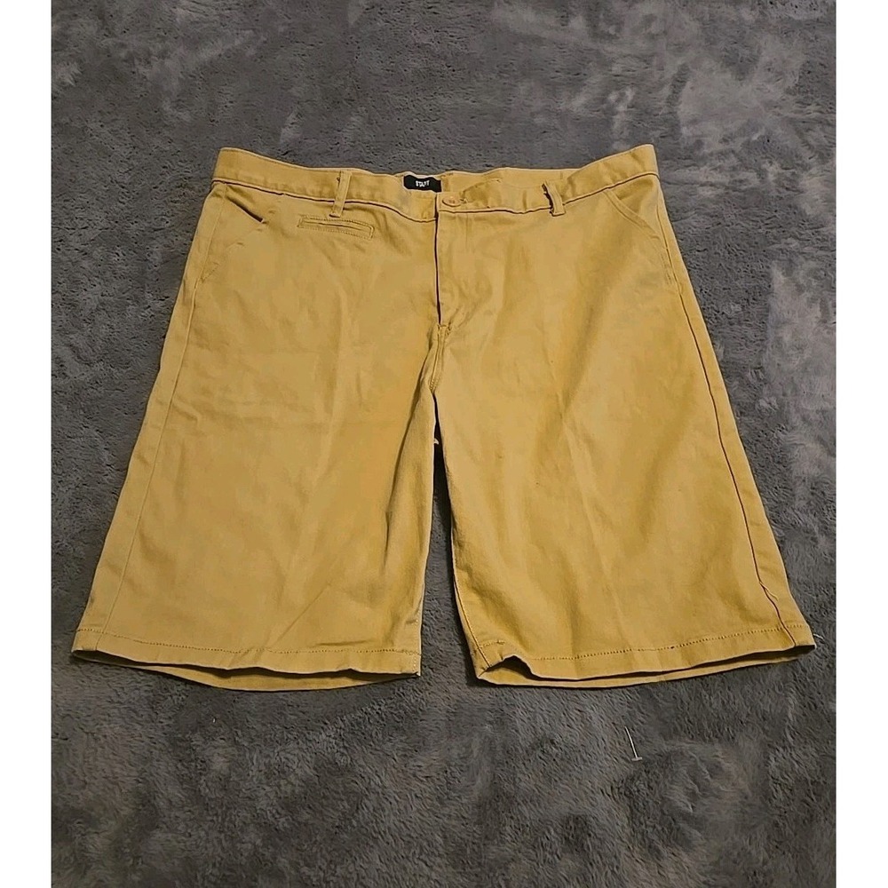 Start‎ Men's Solid Cotton Khaki Flex Chino Button Shorts Size 38